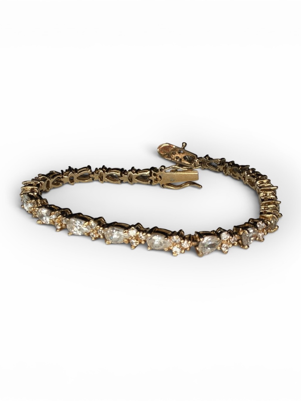 Gold Tennis Bracelet with Clear Stones - Women Jewelry